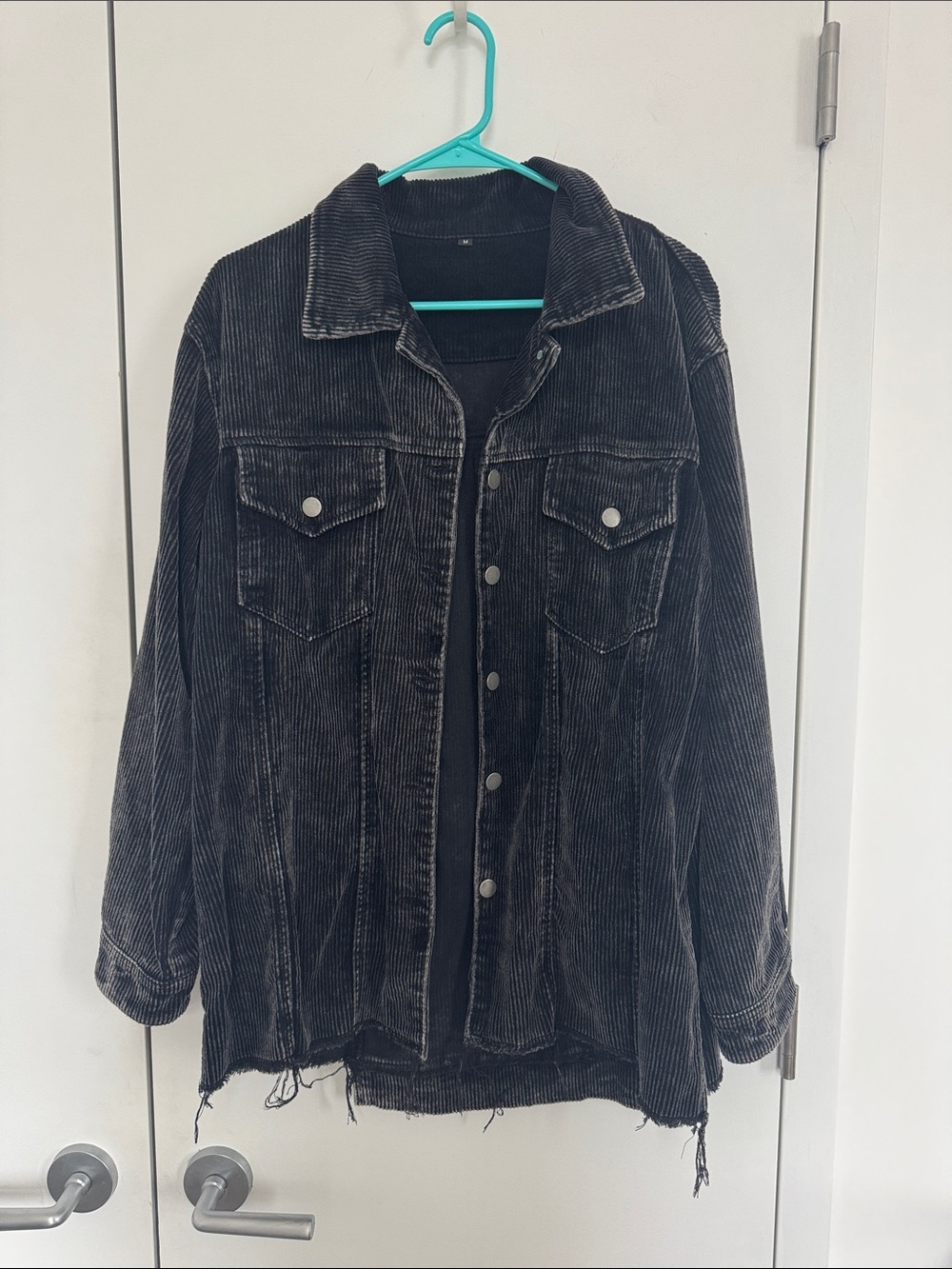 Dark Gray Corduroy Button-Up Jacket